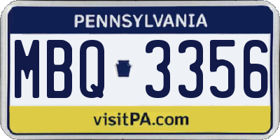PA license plate MBQ3356