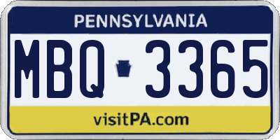 PA license plate MBQ3365