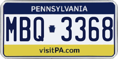 PA license plate MBQ3368