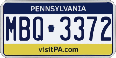 PA license plate MBQ3372