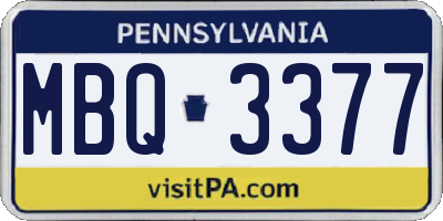 PA license plate MBQ3377