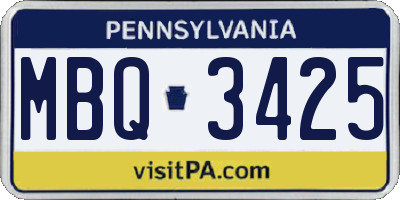 PA license plate MBQ3425