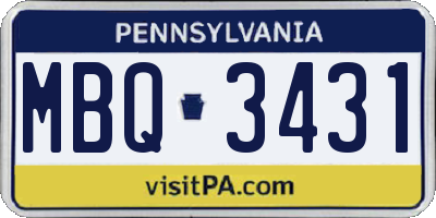 PA license plate MBQ3431