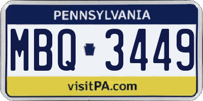 PA license plate MBQ3449