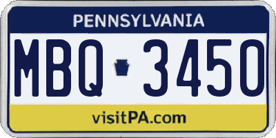 PA license plate MBQ3450