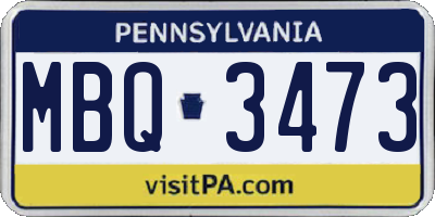 PA license plate MBQ3473