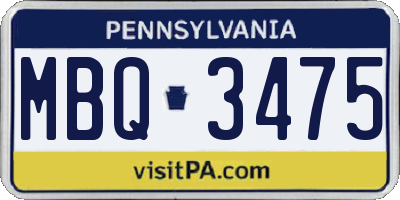 PA license plate MBQ3475