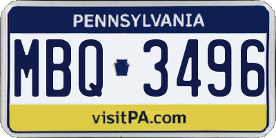PA license plate MBQ3496