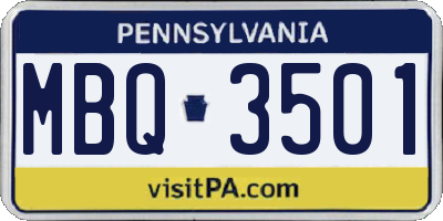 PA license plate MBQ3501