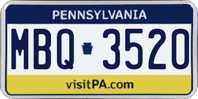 PA license plate MBQ3520