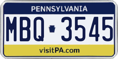 PA license plate MBQ3545