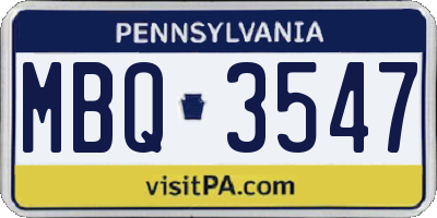 PA license plate MBQ3547