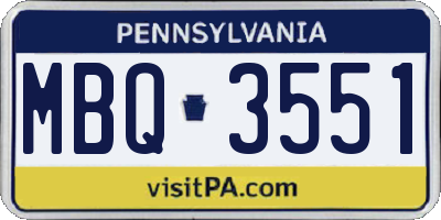 PA license plate MBQ3551