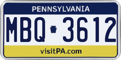 PA license plate MBQ3612