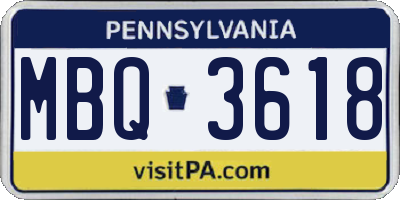 PA license plate MBQ3618