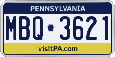PA license plate MBQ3621