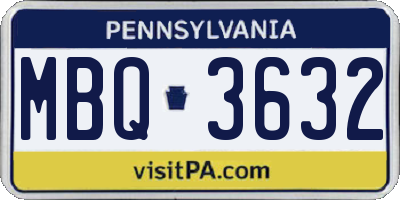 PA license plate MBQ3632