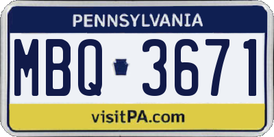 PA license plate MBQ3671