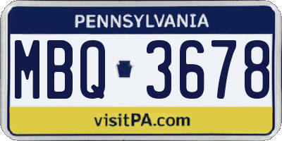 PA license plate MBQ3678