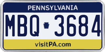 PA license plate MBQ3684