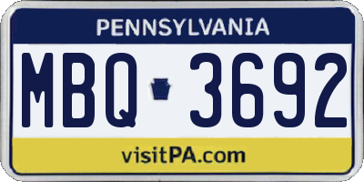 PA license plate MBQ3692