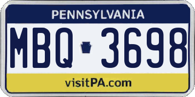PA license plate MBQ3698