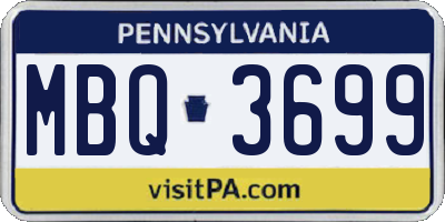 PA license plate MBQ3699