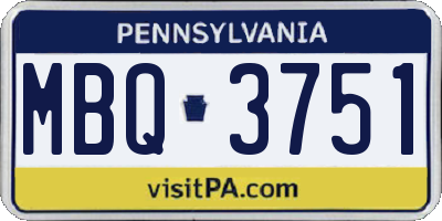 PA license plate MBQ3751