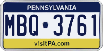 PA license plate MBQ3761