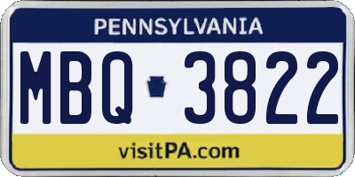 PA license plate MBQ3822