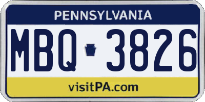 PA license plate MBQ3826