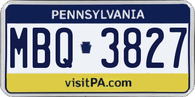 PA license plate MBQ3827