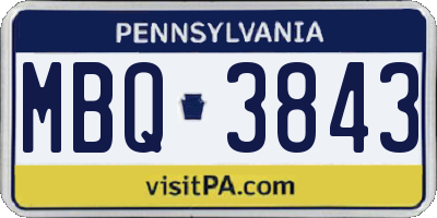 PA license plate MBQ3843