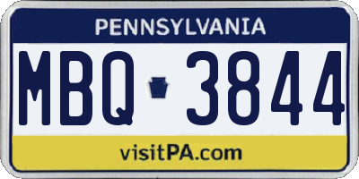 PA license plate MBQ3844