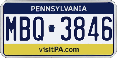 PA license plate MBQ3846