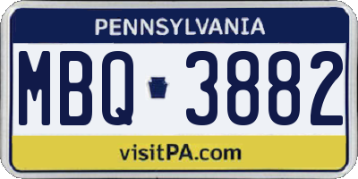 PA license plate MBQ3882