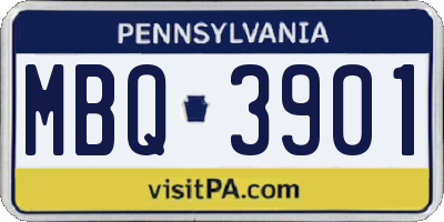 PA license plate MBQ3901
