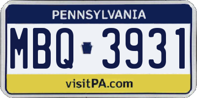 PA license plate MBQ3931