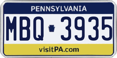 PA license plate MBQ3935