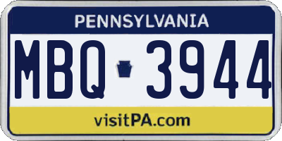 PA license plate MBQ3944