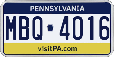 PA license plate MBQ4016