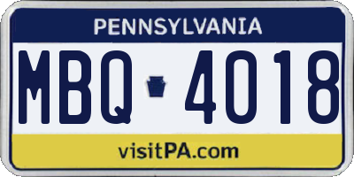 PA license plate MBQ4018