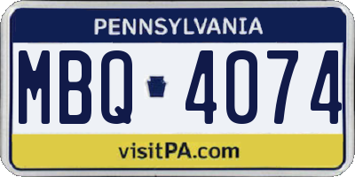 PA license plate MBQ4074