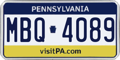 PA license plate MBQ4089