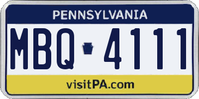 PA license plate MBQ4111