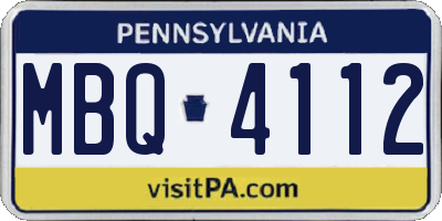 PA license plate MBQ4112