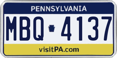 PA license plate MBQ4137