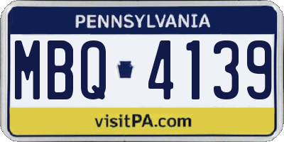 PA license plate MBQ4139
