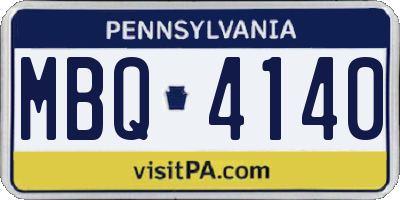 PA license plate MBQ4140