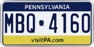 PA license plate MBQ4160